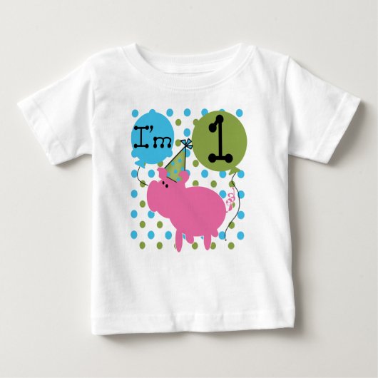 Party-Schwein-erster Geburtstag Baby T-shirt (Vorderseite)