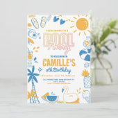 Party Schwimmbad Geburtstag Einladung (Stehend Vorderseite)