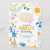 Party Schwimmbad Geburtstag Einladung (Vorne/Hinten)