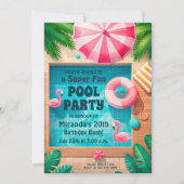 Party Schwimmbad Geburtstagsschlaf Einladung (Vorderseite)