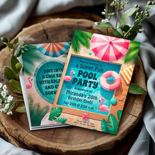 Party Schwimmbad Geburtstagsschlaf Einladung