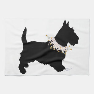 Party Scottie als Silhouette Geschirrtuch
