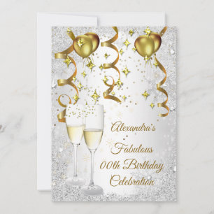 Party-Silber-Gold-Ballon Champagner-Glitter Einladung