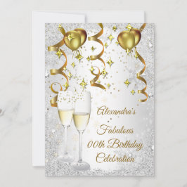 Party silver Gold Ballon Champagner Glitzer Einladung