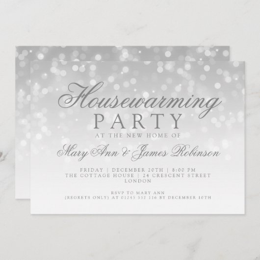 Party Silver Sparkenhaut Einladung (Vorne/Hinten)