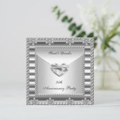 Party Silver White Heart Jewel 3 Einladung (Stehend Vorderseite)