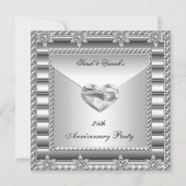 Party Silver White Heart Jewel 3 Einladung (Vorderseite)