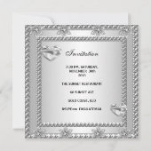 Party Silver White Heart Jewel 4 Einladung (Rückseite)