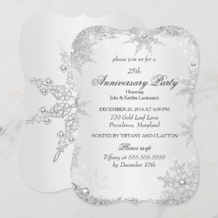 Party Silver Winter Wonderland zum 25. Jubiläum Einladung