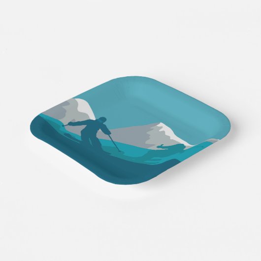 Party Skifahren Pappteller (Gewinkelt)