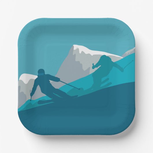 Party Skifahren Pappteller (Vorderseite)