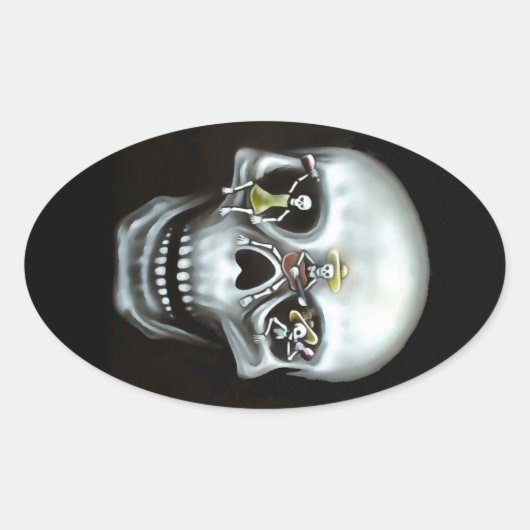 Party Skull Ovaler Aufkleber (Vorderseite)