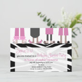 Party Sleepover Zebra Einladung (Stehend Vorderseite)