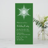 Party Snowy Green Snowflake Einladung (Stehend Vorderseite)