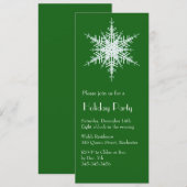 Party Snowy Green Snowflake Einladung (Vorne/Hinten)