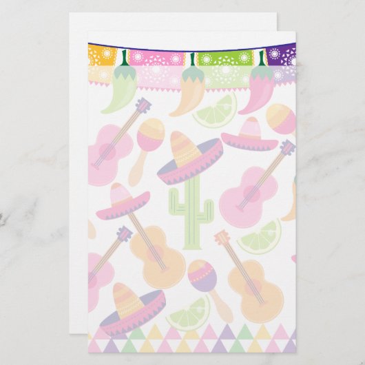 Party Sombrero Cactus Limes Paprikaschoten Maracas Briefpapier (Vorne/Hinten)