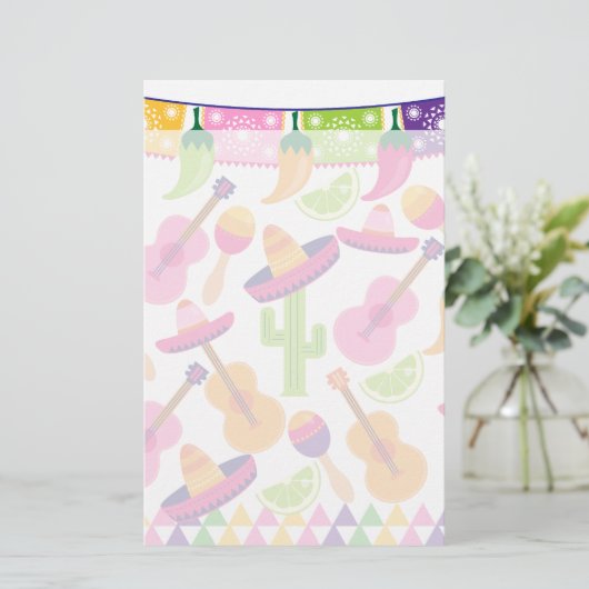 Party Sombrero Cactus Limes Paprikaschoten Maracas Briefpapier (Stehend Vorderseite)