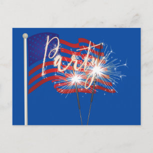 Party Sparklers auf der amerikanischen Flag Einlad Postkarte