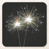 Party Sparklers auf schwarzem Leder Rechteckiger Pappuntersetzer (Vorderseite)