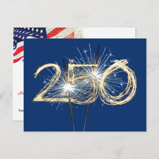 Party Sparklers für Amerikas 250. Geburtstag Postkarte (Vorne/Hinten)