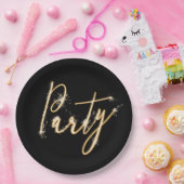 Party-Sparklertext auf schwarzer Papierplatte Pappteller (Party)