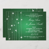 Party Sparkling Lines Green Einladung (Vorne/Hinten)