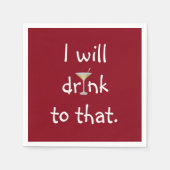 Party Spaß mit Martini auf Rot Serviette (Vorderseite)