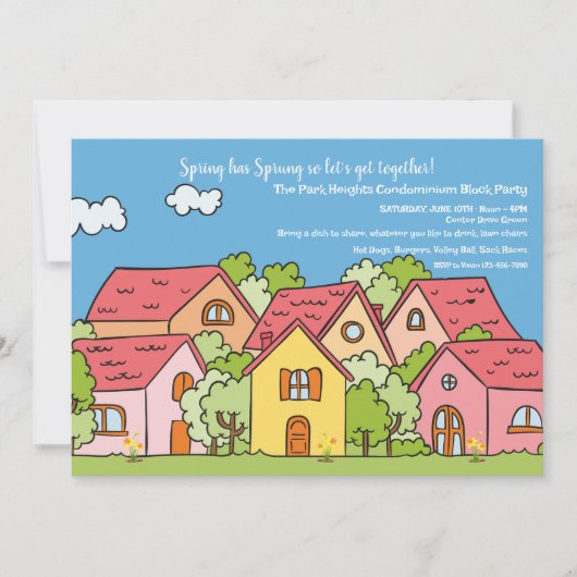 Party "Spring Neighbhood Block" Einladung (Vorderseite)