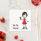 Party-Stäbchenfigur Mädchen mit Weinglas Serviette (Beispiel)