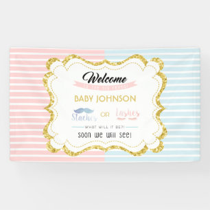 Party "Staches oder Lashes Welcome Sign Gender Rev Banner