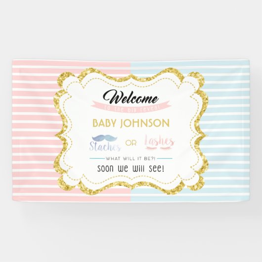 Party "Staches oder Lashes Welcome Sign Gender Rev Banner (Horizontal)