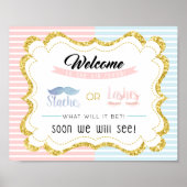Party "Staches oder Lashes Welcome Sign Gender Rev Poster (Vorne)