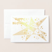 Party Star und Dots Abstrakt Happy Birthday Gold Folienkarte (Vorderseite mit Umschlag)