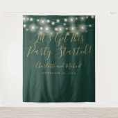 Party startete den Hintergrund des leuchtenden grü Wandteppich (Vorderseite)