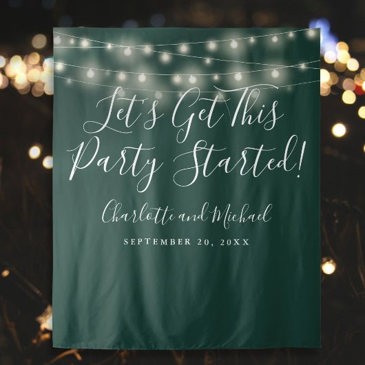 Party startete Lights Emerald Green Foto Hintergru Wandteppich
