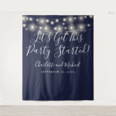 Party startete Lights Navy Blue Foto Hintergrund Wandteppich (Vorderseite)