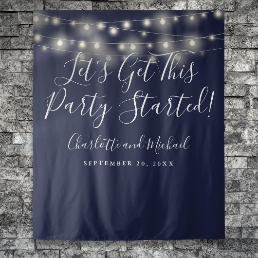 Party startete Lights Navy Blue Foto Hintergrund Wandteppich