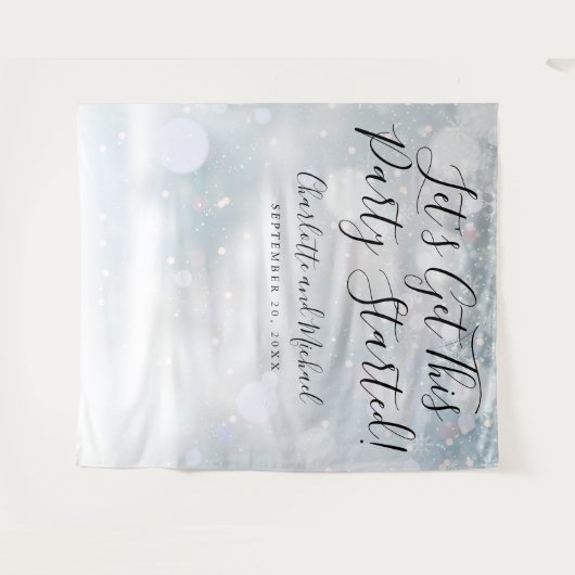 Party startete Script Winter Snowflakes Foto Stand Wandteppich (Vorderseite (Horizontal))