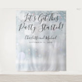 Party startete Script Winter Snowflakes Foto Stand Wandteppich (Vorderseite)