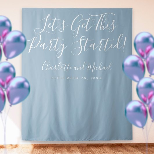 Party startete Skript Dusty Blue Foto Hintergrund Wandteppich