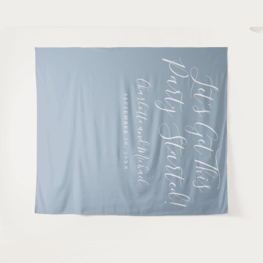 Party startete Skript Dusty Blue Foto Hintergrund Wandteppich (Vorderseite (Horizontal))