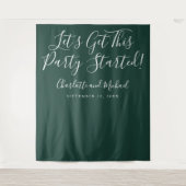 Party startete Skript Smaragdgrünes Foto Hintergru Wandteppich (Vorderseite)