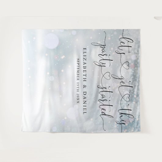 Party startete Skript Winter Wedding Foto Hintergr Wandteppich (Vorderseite (Horizontal))