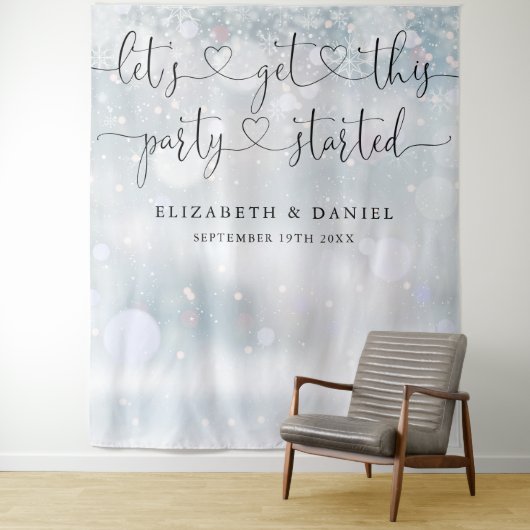 Party startete Skript Winter Wedding Foto Hintergr Wandteppich (Beispiel)