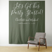 Party startete Skriptsprache Olive Green Foto Hint Wandteppich (Beispiel)