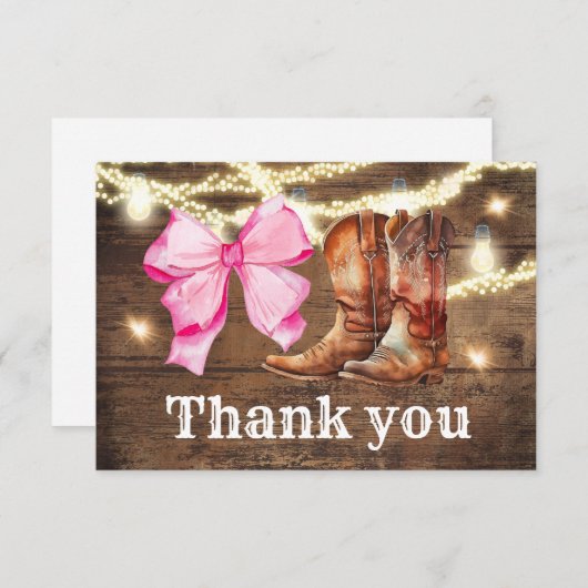 Party "Stiefel oder Bows Gender Reveal" Danke Kart (Vorne/Hinten)