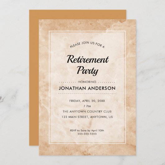 Party | Stilvoller Marmorboden Einladung (Vorne/Hinten)