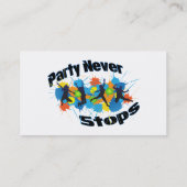 Party stoppt nie visitenkarte (Rückseite)