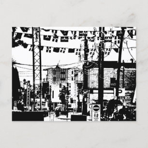 Party Street Rue Laval Hull Gatineau Black in Whit Postkarte