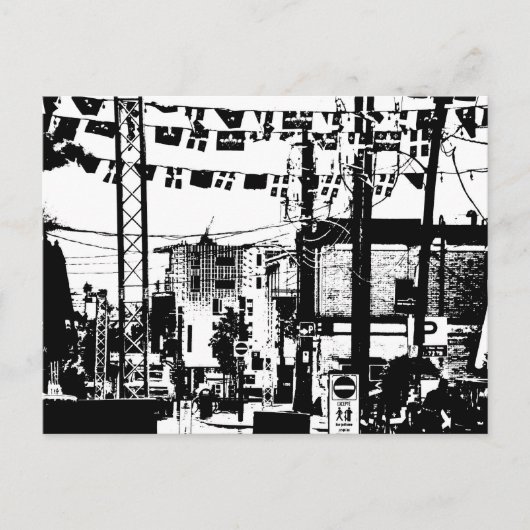 Party Street Rue Laval Hull Gatineau Black in Whit Postkarte (Vorderseite)